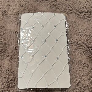 Elegant White Quilted Fishnet Leggings with Rhinestones